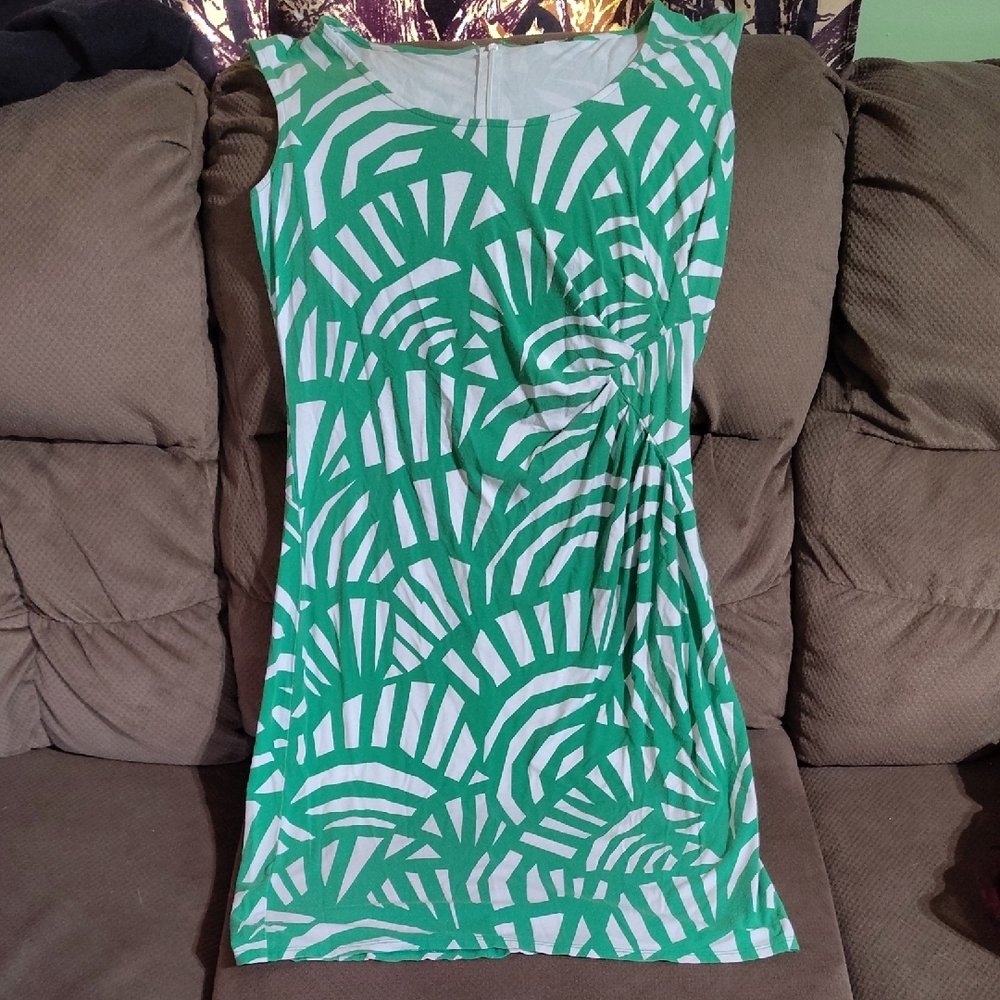 Green and White Patterned Dress